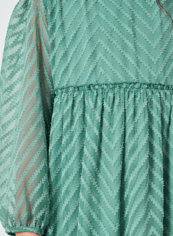 ستايلي فستان بحافة كشكش وأكمام بالون - Image 2